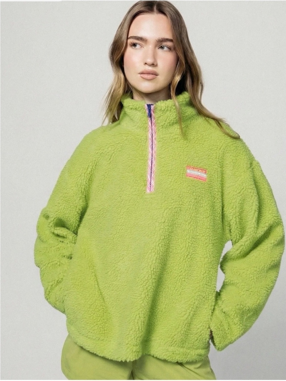 NWT Dairy Boy Lime Green Sherpa Quarter Zip Jacket